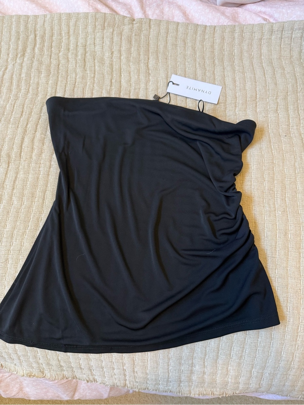 Dynamite Black Strapless Ruched Top